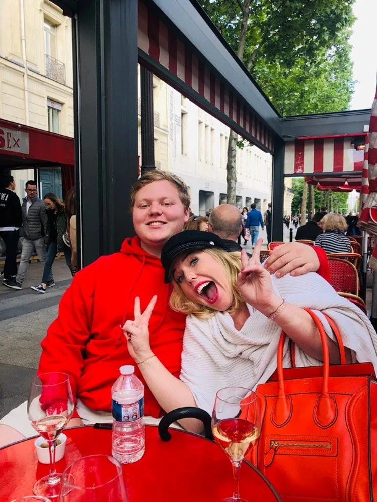 Friends enjoying a café terrace in France